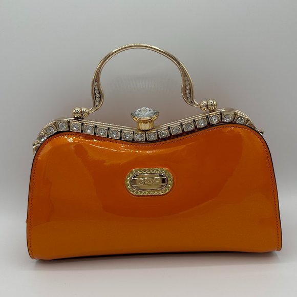 NWT Orange Metallic Brangio Italy Starry Embrace Diamond Handbag/Crossbo… - Picture 2 of 13
